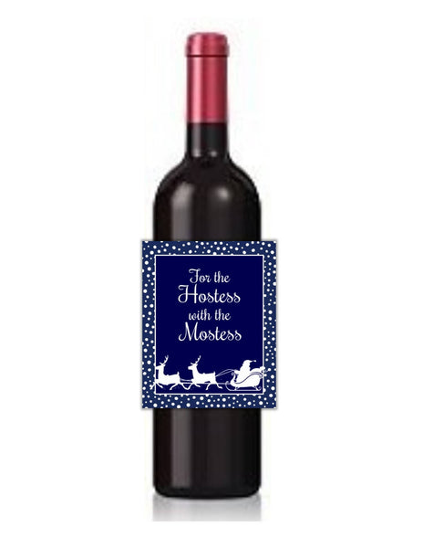 Santa Sleigh Christmas Wine Bottle Labels - Cathy's Creations - www.candywrappershop.com