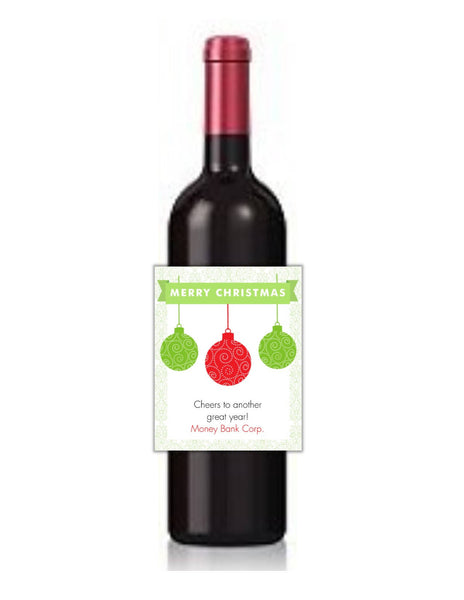 Christmas Ornament Wine Bottle Labels - Cathy's Creations - www.candywrappershop.com