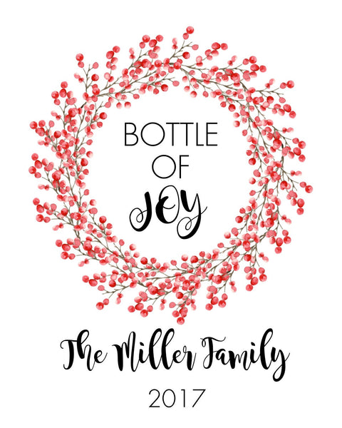 Christmas wreath Wine Bottle Labels- - Cathy's Creations - www.candywrappershop.com