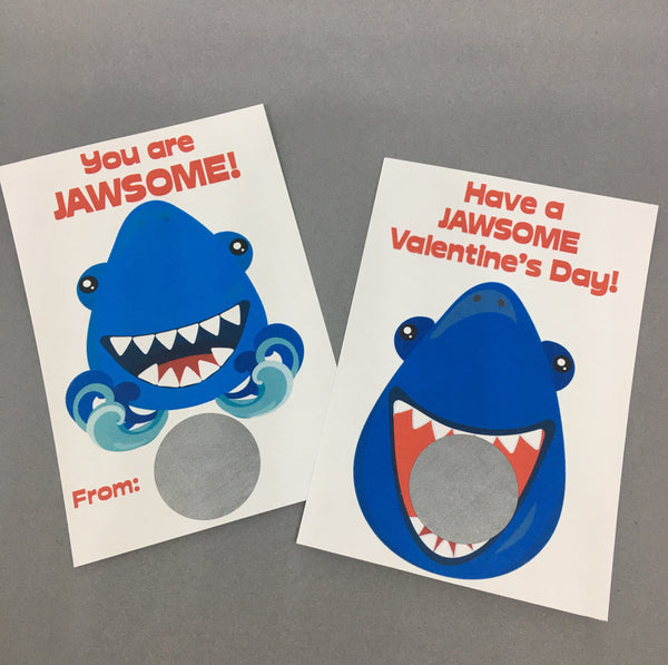 Shark Valentine's Day Scratch Off Cards - Cathy's Creations - www.candywrappershop.com