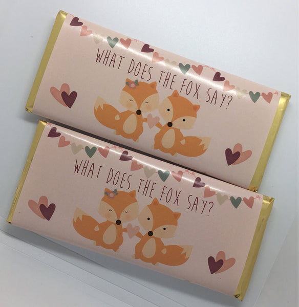 Fox Valentine's Day Candy Bar Wrapper - Cathy's Creations - www.candywrappershop.com