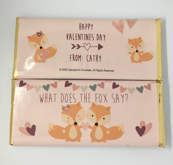 Fox Valentine's Day Candy Bar Wrapper - Cathy's Creations - www.candywrappershop.com