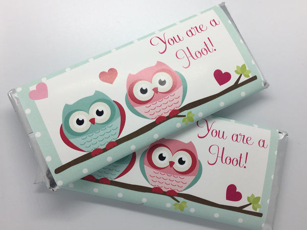 Owl Valentine's Day Candy Bar Wrapper - Cathy's Creations - www.candywrappershop.com