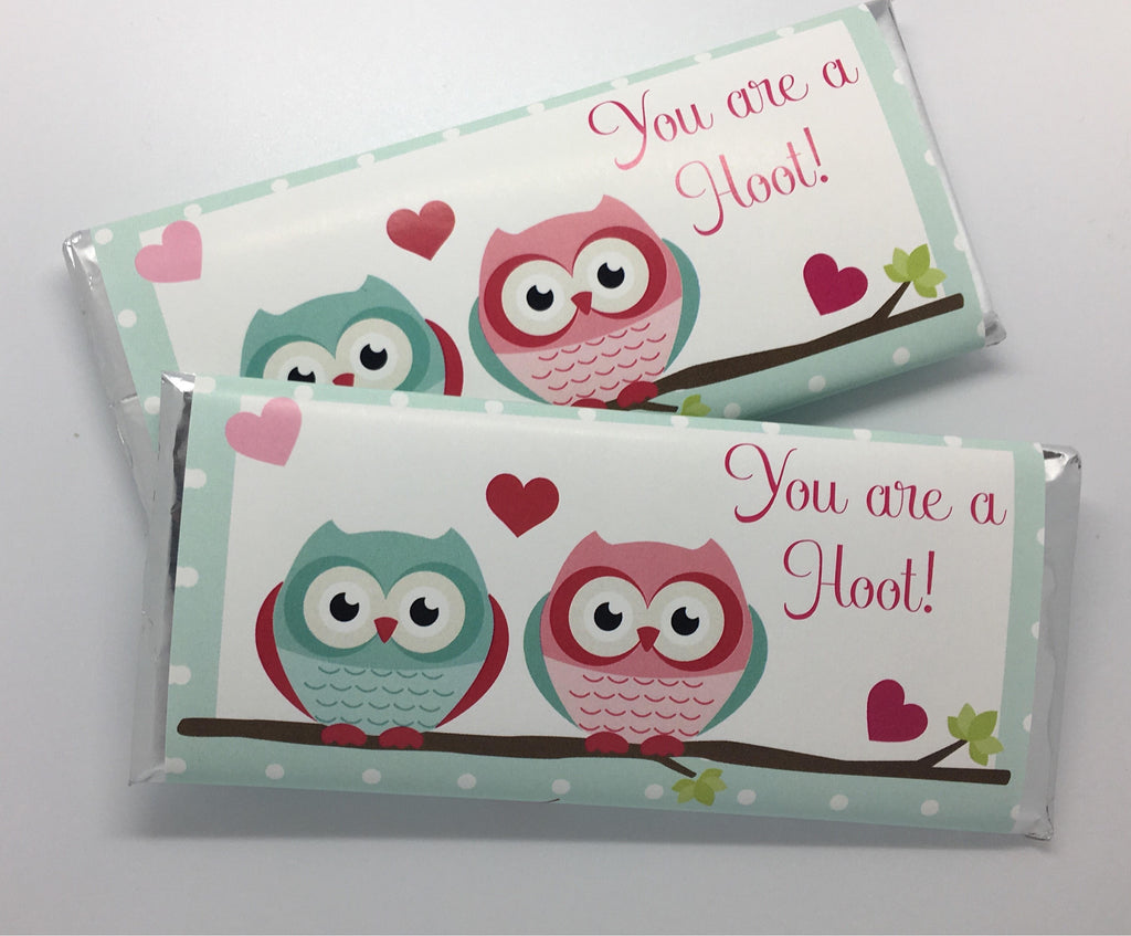 Owl Valentine's Day Candy Bar Wrapper - Cathy's Creations - www.candywrappershop.com
