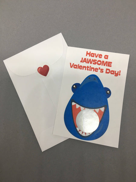 Shark Valentine's Day Scratch Off Cards - Cathy's Creations - www.candywrappershop.com