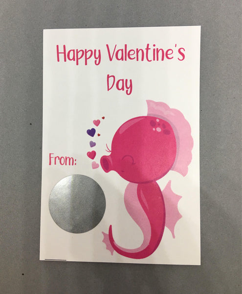 Under the Sea Pink Valentine's Day Scratch Off Cards - Cathy's Creations - www.candywrappershop.com