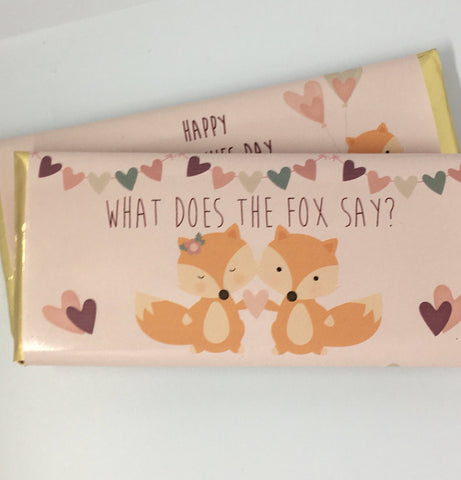 Fox Valentine's Day Candy Bar Wrapper - Cathy's Creations - www.candywrappershop.com