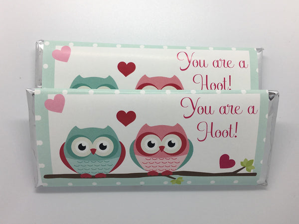 Owl Valentine's Day Candy Bar Wrapper - Cathy's Creations - www.candywrappershop.com