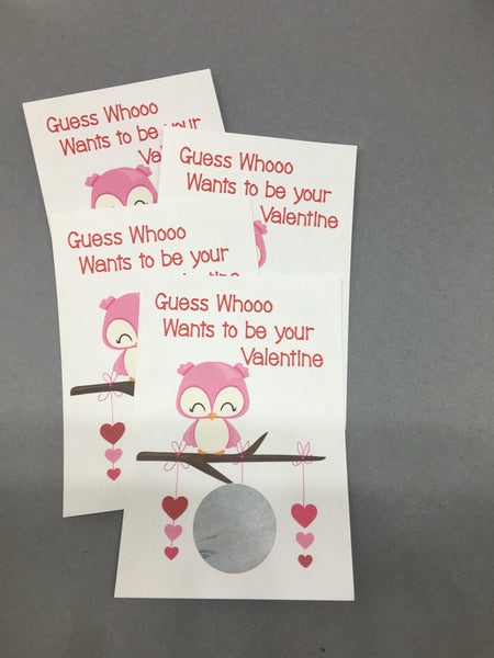 Owl Valentine's Day Scratch Off Cards - Cathy's Creations - www.candywrappershop.com