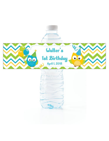 Owl Birthday Water Bottle Labels - Cathy's Creations - www.candywrappershop.com