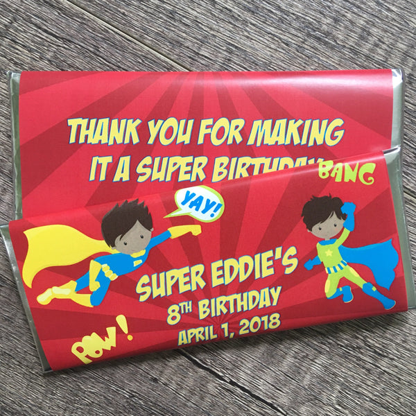Super Hero Boy Candy Bar Wrapper - Cathy's Creations - www.candywrappershop.com