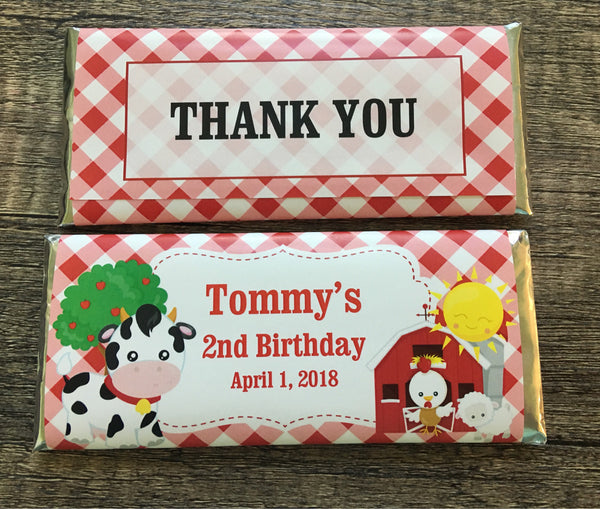 Farm Animal Barnyard Candy Bar Wrapper - Cathy's Creations - www.candywrappershop.com