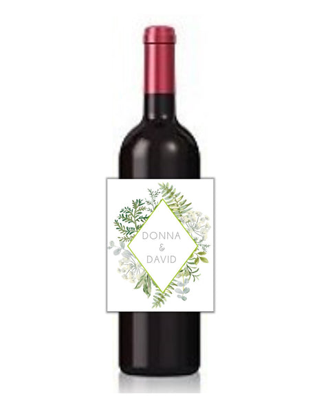 Botanical Greenery Wine Bottle Labels - Cathy's Creations - www.candywrappershop.com