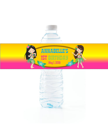 Hula Girl Water Bottle Labels - Cathy's Creations - www.candywrappershop.com