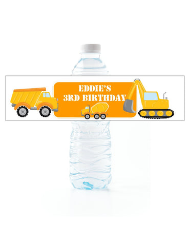 Construction Water Bottle Labels - Cathy's Creations - www.candywrappershop.com