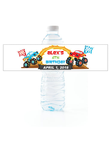 Monster Truck Water Bottle Labels - Cathy's Creations - www.candywrappershop.com