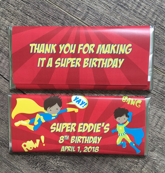 Super Hero Boy Candy Bar Wrapper - Cathy's Creations - www.candywrappershop.com