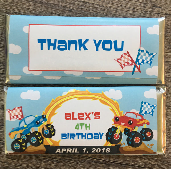 Monster Truck Candy Bar Wrapper - Cathy's Creations - www.candywrappershop.com