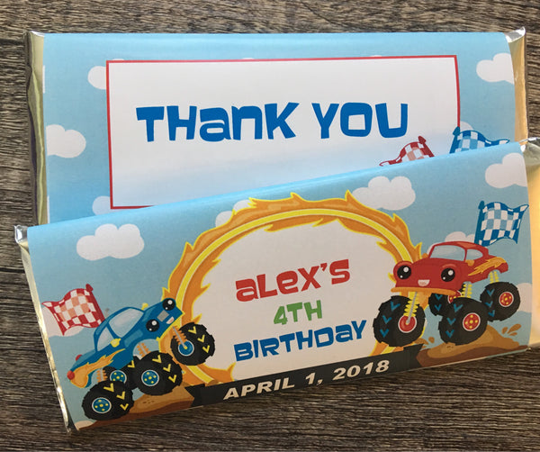 Monster Truck Candy Bar Wrapper - Cathy's Creations - www.candywrappershop.com