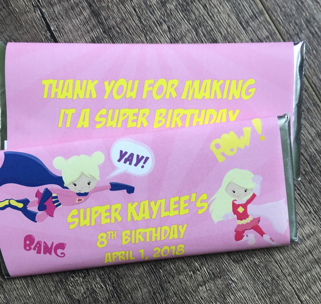 Hero Wrapper Super Hero Girl Candy Bar Wrapper | Party Favors | Cathy's Creations ...