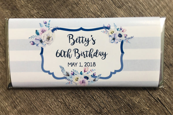 Floral Candy Bar Wrapper - Cathy's Creations - www.candywrappershop.com