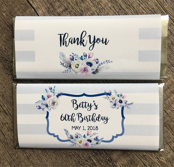 Floral Candy Bar Wrapper - Cathy's Creations - www.candywrappershop.com