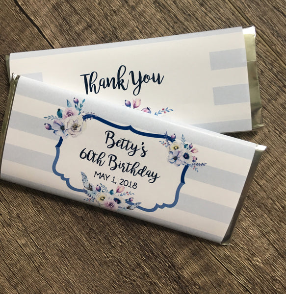 Floral Candy Bar Wrapper - Cathy's Creations - www.candywrappershop.com