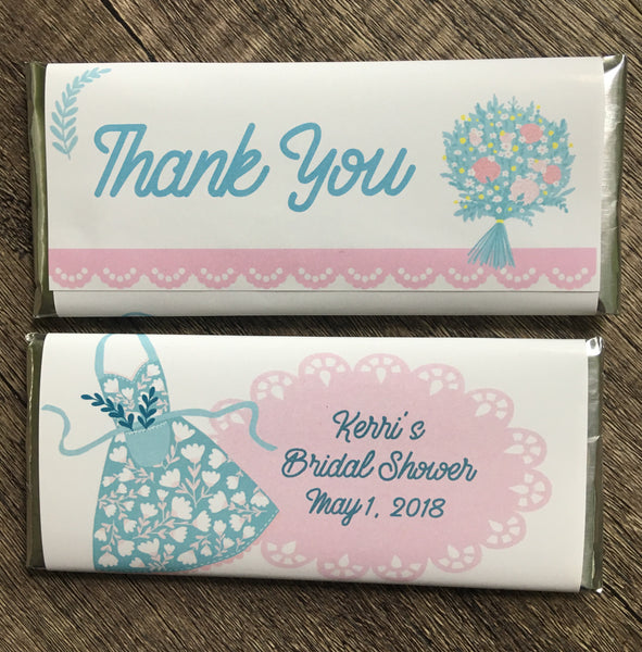 Apron Bridal Shower Candy Bar Wrapper - Cathy's Creations - www.candywrappershop.com