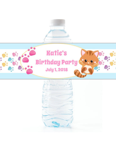 Kitten Water Bottle Labels - Cathy's Creations - www.candywrappershop.com