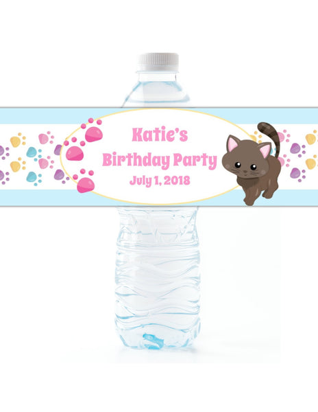 Kitten Water Bottle Labels - Cathy's Creations - www.candywrappershop.com