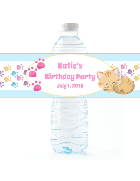 Kitten Water Bottle Labels - Cathy's Creations - www.candywrappershop.com