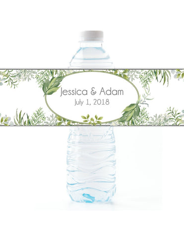 Botanical Greenery Water Bottle Labels - Cathy's Creations - www.candywrappershop.com