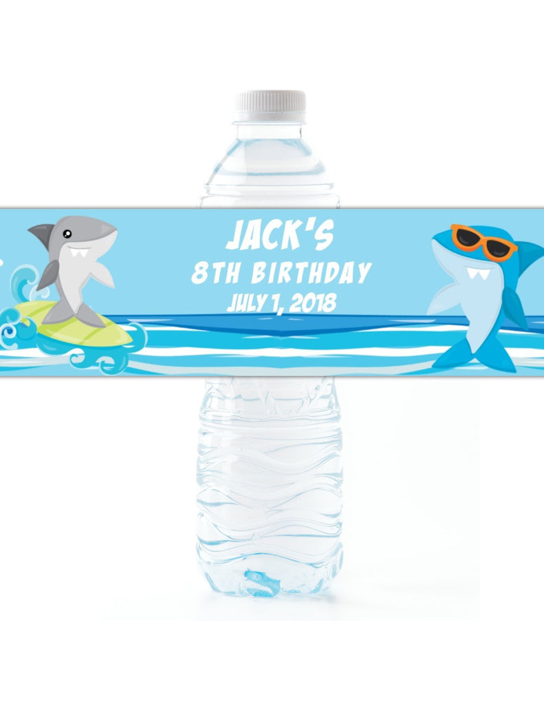 Shark Party Water Bottle Labels - Cathy's Creations - www.candywrappershop.com