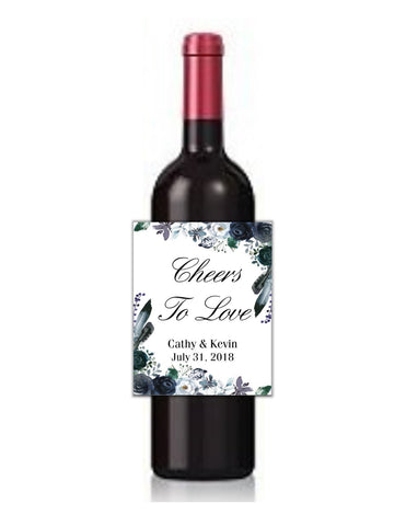 Navy Floral Wine Bottle Labels - Cathy's Creations - www.candywrappershop.com
