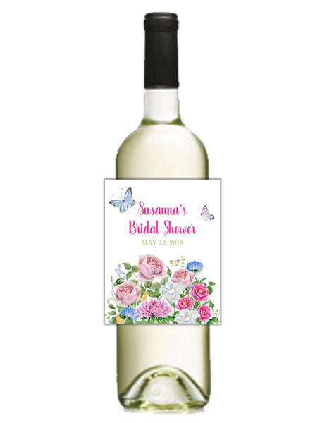 Flowers and Butterflies Wine Bottle Labels - Cathy's Creations - www.candywrappershop.com