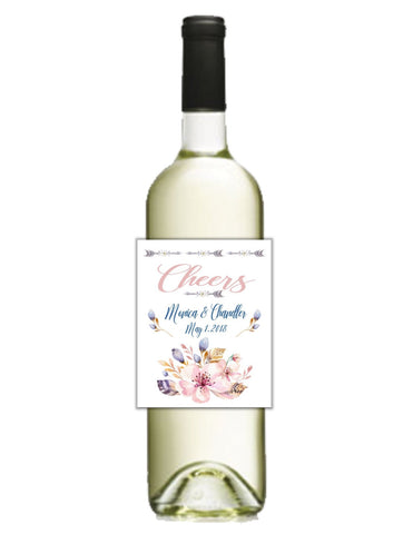 Floral Boho Wine Bottle Labels - Cathy's Creations - www.candywrappershop.com