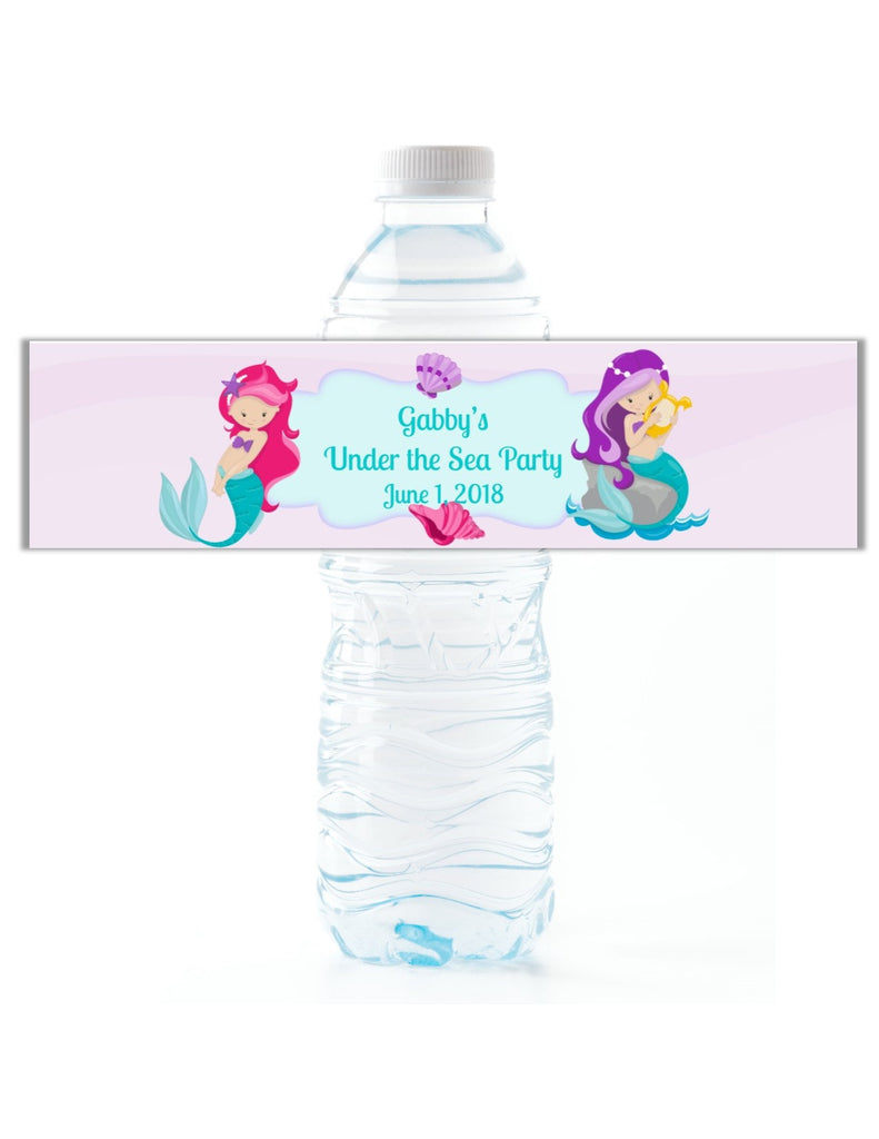 Mermaid Water Bottle Labels - Cathy's Creations - www.candywrappershop.com