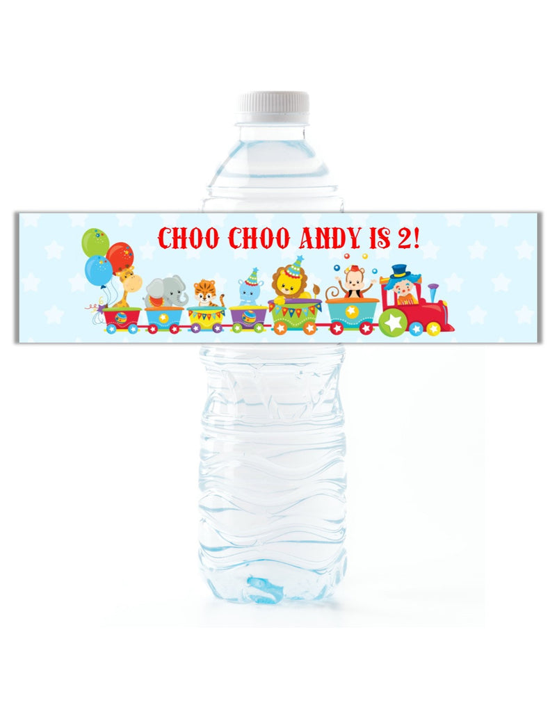 Circus Animal Train Water Bottle Labels - Cathy's Creations - www.candywrappershop.com