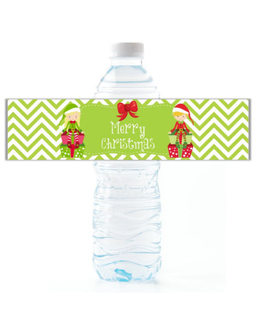 Christmas Elf Water Bottle Labels - Cathy's Creations - www.candywrappershop.com