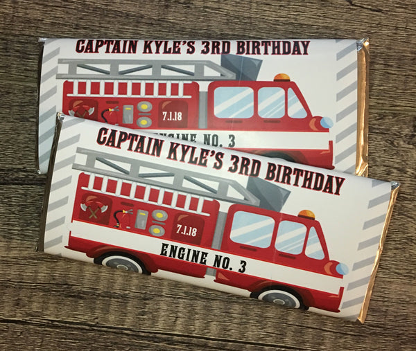 Firetruck Candy Bar Wrapper - Cathy's Creations - www.candywrappershop.com