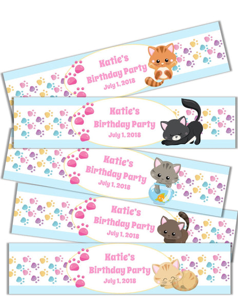 Kitten Water Bottle Labels - Cathy's Creations - www.candywrappershop.com