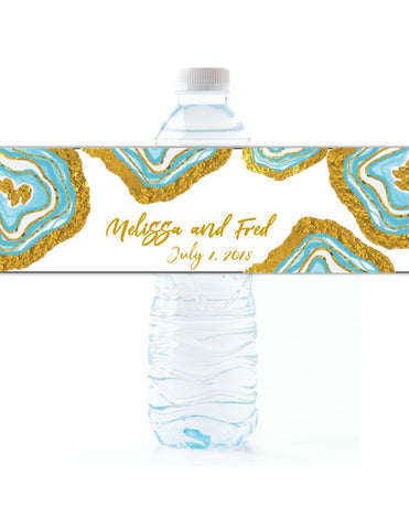 Agate Geode Water Bottle Labels - Cathy's Creations - www.candywrappershop.com