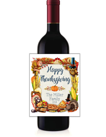 Thanksgiving Harvest Wine Bottle Labels - Cathy's Creations - www.candywrappershop.com