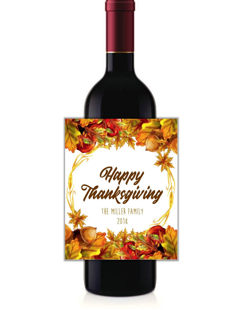 Thanksgiving Floral Wine Bottle Labels - Cathy's Creations - www.candywrappershop.com