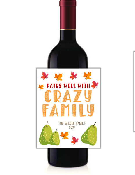 Thanksgiving Fun Wine Bottle Labels - Cathy's Creations - www.candywrappershop.com