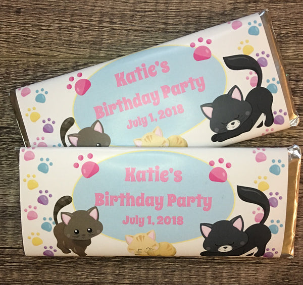Cat Birthday Candy Bar Wrapper - Cathy's Creations - www.candywrappershop.com