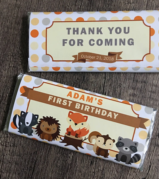 Woodland Creature Candy Bar Wrapper - Cathy's Creations - www.candywrappershop.com