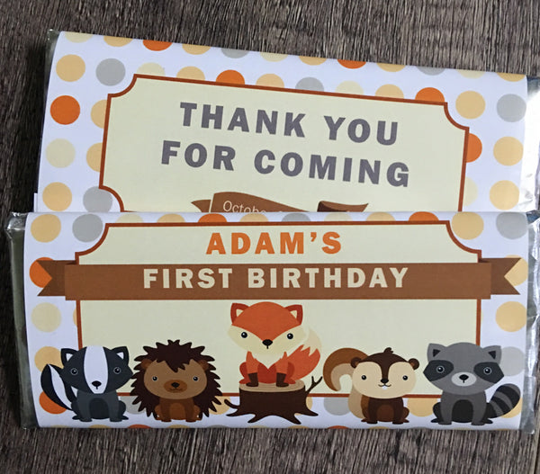 Woodland Creature Candy Bar Wrapper - Cathy's Creations - www.candywrappershop.com
