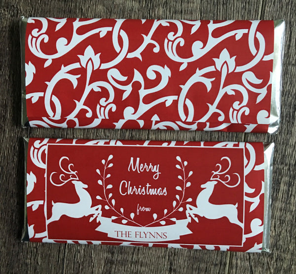 Red Reindeer Candy Bar Wrapper - Cathy's Creations - www.candywrappershop.com