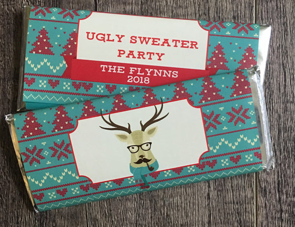 Hipster Reindeer Christmas Candy Bar Wrapper - Cathy's Creations - www.candywrappershop.com